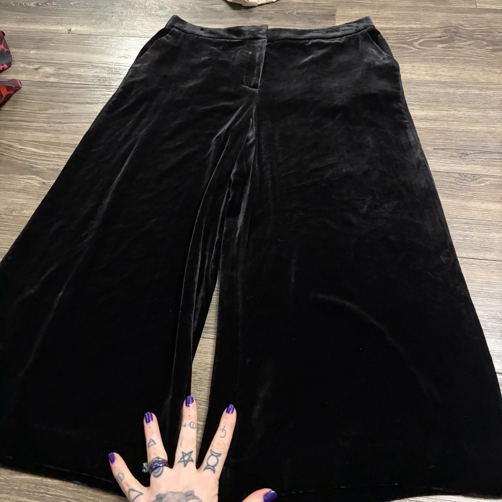NWT Boden Velvet Silk Wide Leg High-Rise Trousers (Black) Size 10 - Picture 3 of 9